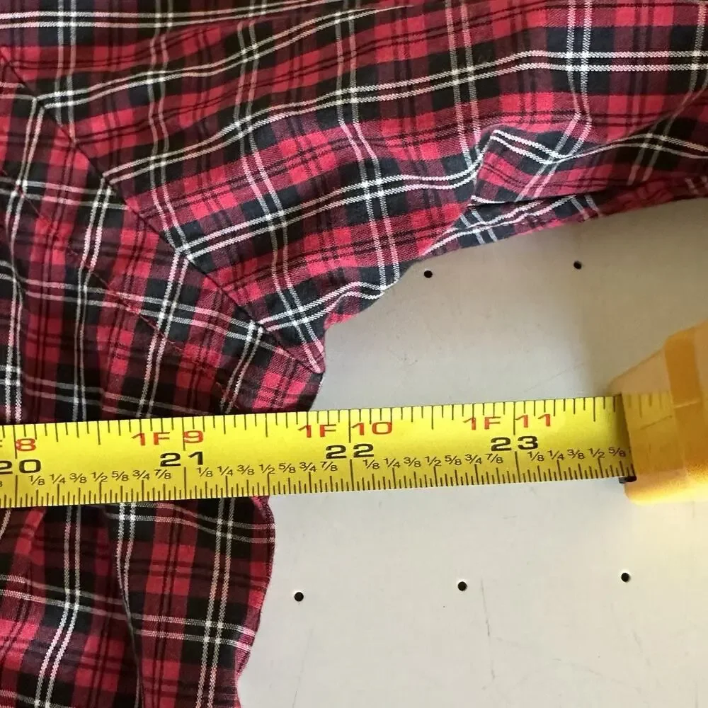 Ralph Lauren‎ Mens 15.5 34/35 Red Plaid Stretch Poplin Button Shirt